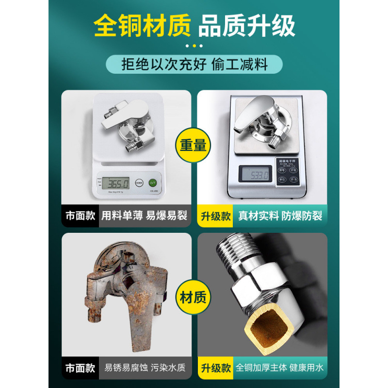 Shower faucet switch, solar mixing valve, hot and cold valve, water heater, exposed pipe, bathtub, three-in-one shower head Specification drawing