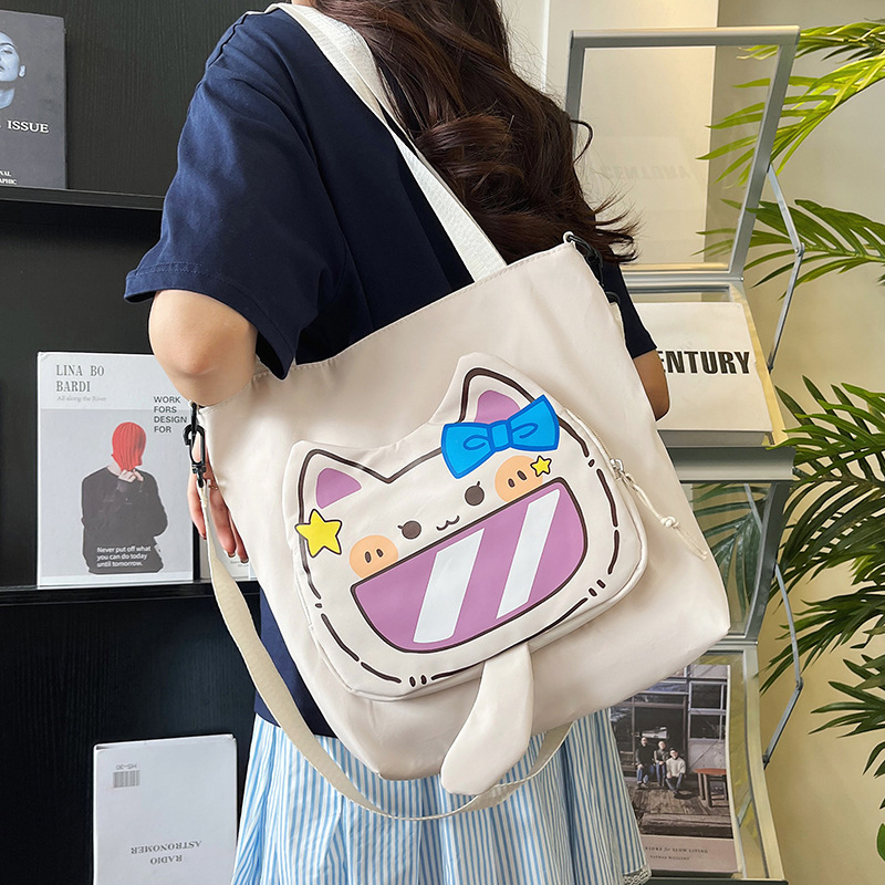 Tote bag, women's bag, single-shoulder bag, 2024 new style handbag, Korean cartoon sweet crossbody bag, tutorial bag, cross-border details Picture