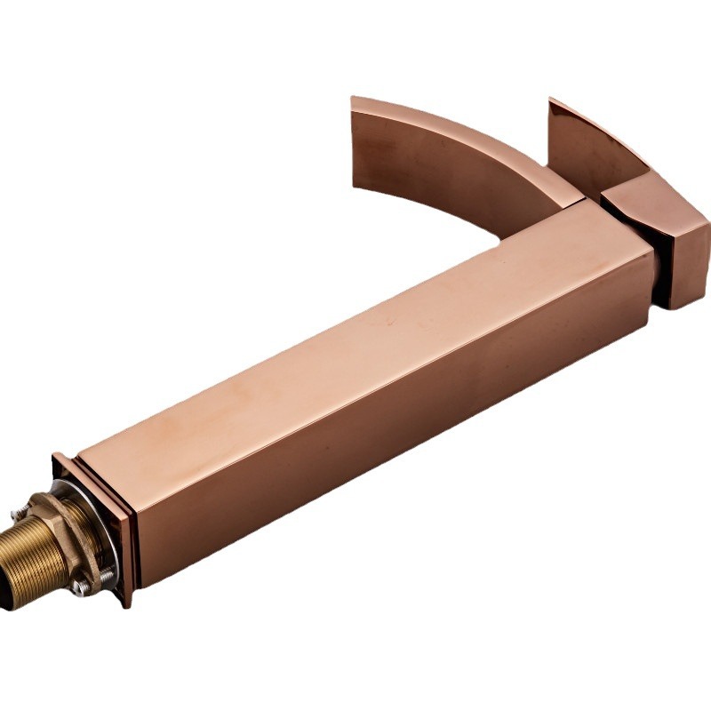 Rose gold bathroom basin, washbasin, waterfall, hot and cold water faucet, sitting single-hole countertop basin, mixed faucet Item Picture