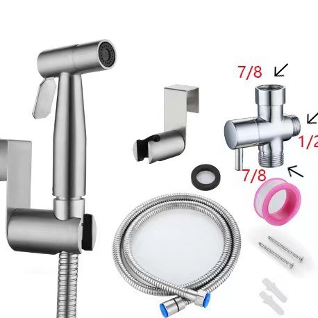 Cross-border toilet companion set, US standard 304 stainless steel bidet set, universal two-speed chrome-plated toilet spray gun full figure