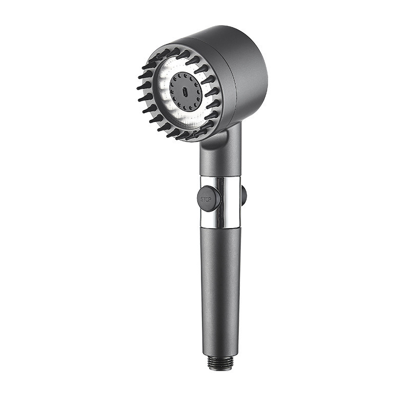 Three-speed, one-button, water-stop, bathroom massage, bathing, filtering, spray, handheld shower head Item Picture