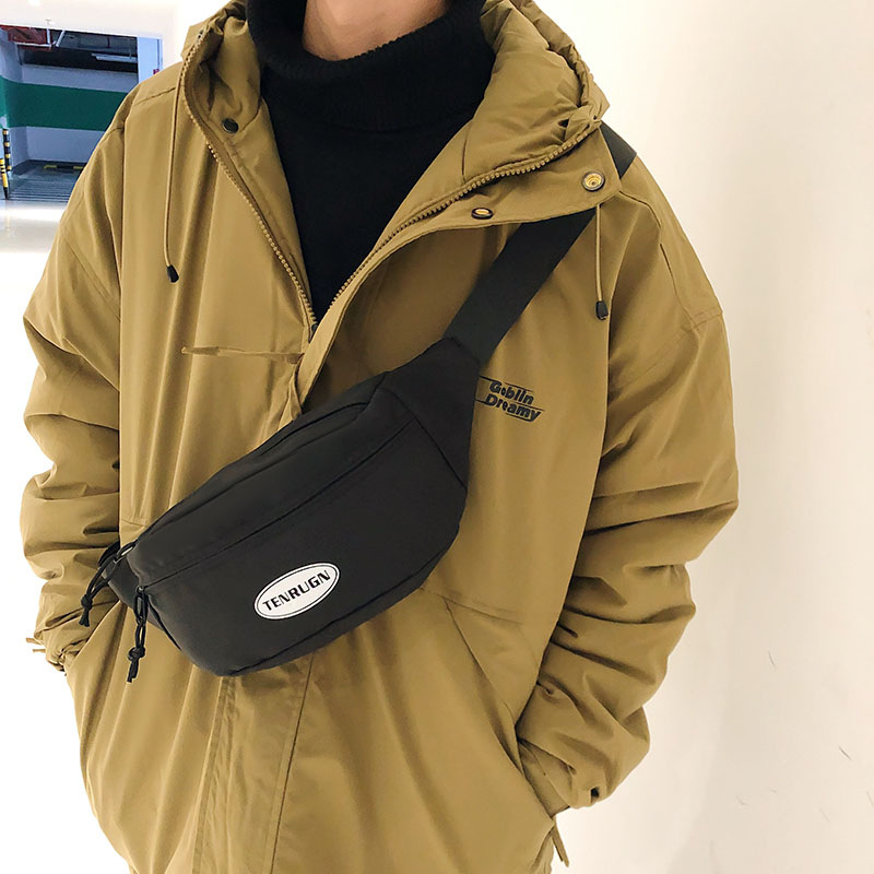 Japanese-style trendy crossbody bag, outdoor Instagram simple waterproof chest bag, trendy men's bag, sports phone waist bag details Picture