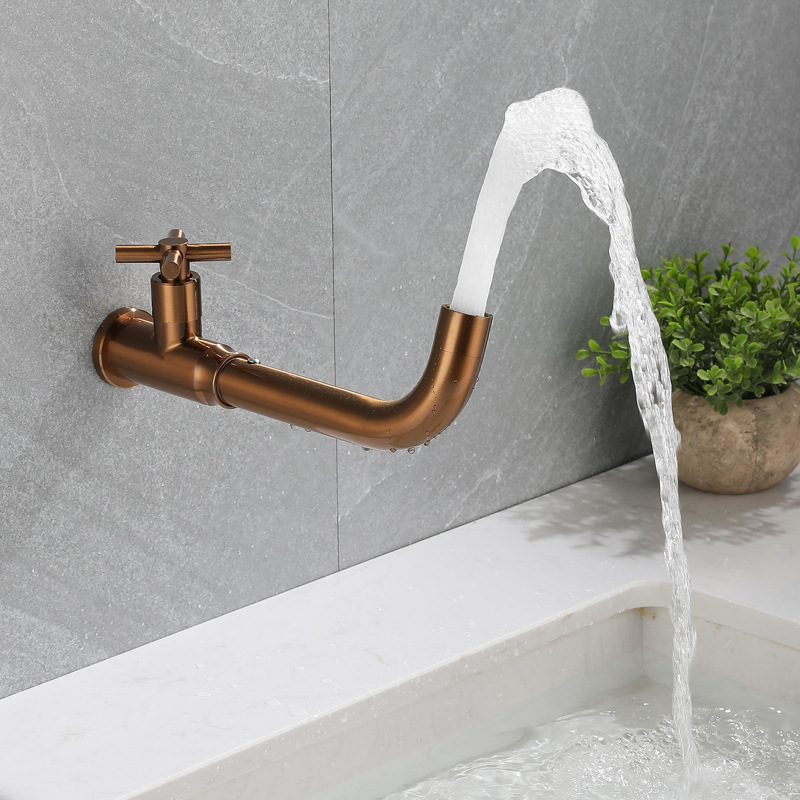 Rose gold brushed gold, black built-in basin, mop, sink, washbasin, single cold faucet Specification drawing