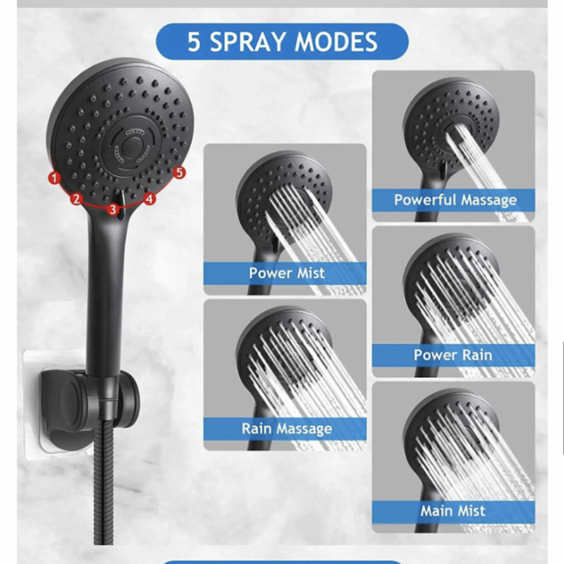 Cross-border foreign trade concealed installation simple set bathroom shower head, water distributor, hose bracket, three-way shower head Specification drawing