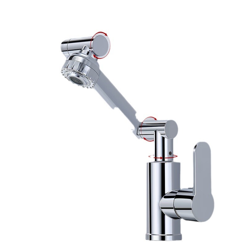 360° washbasin faucet, hot and cold water faucet, Maneki Neko bathroom faucet, universal rotating mechanical arm Item Picture
