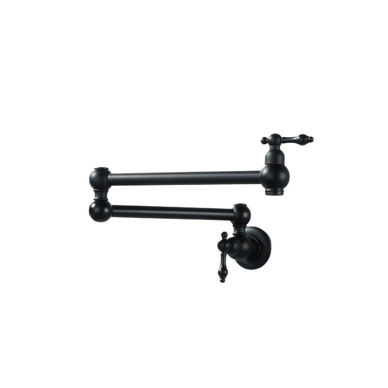All-copper kitchen folding faucet, cold and hot washing basin, soup pot, stove, water filling, outdoor garden, balcony, black double-opening Item Picture