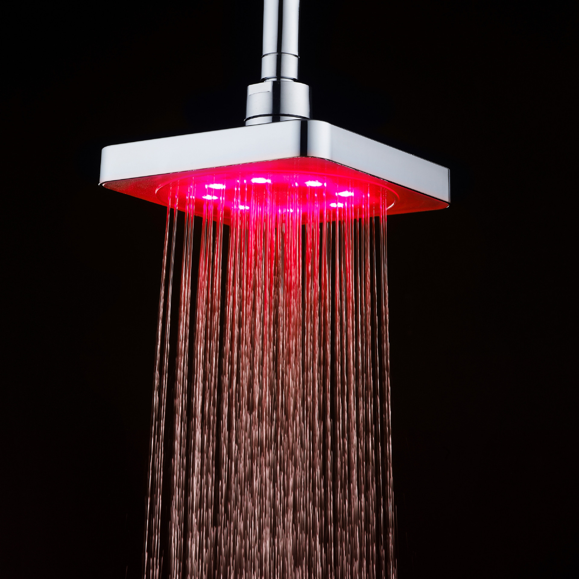 The manufacturer supplies 6-inch ceiling shower heads with LED temperature control and seven-color self-changing bathroom shower heads with square ceiling spray details Picture