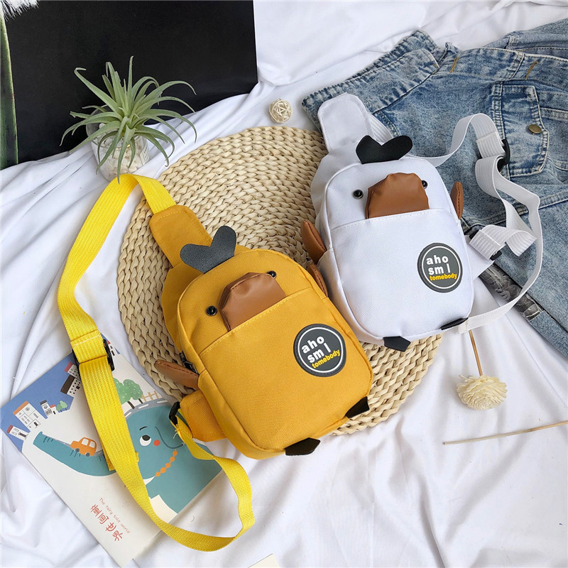 2019 Summer New style bags: Women's fashion children's chest bag, funny and popular duck waist bag, canvas single-shoulder crossbody bag details Picture