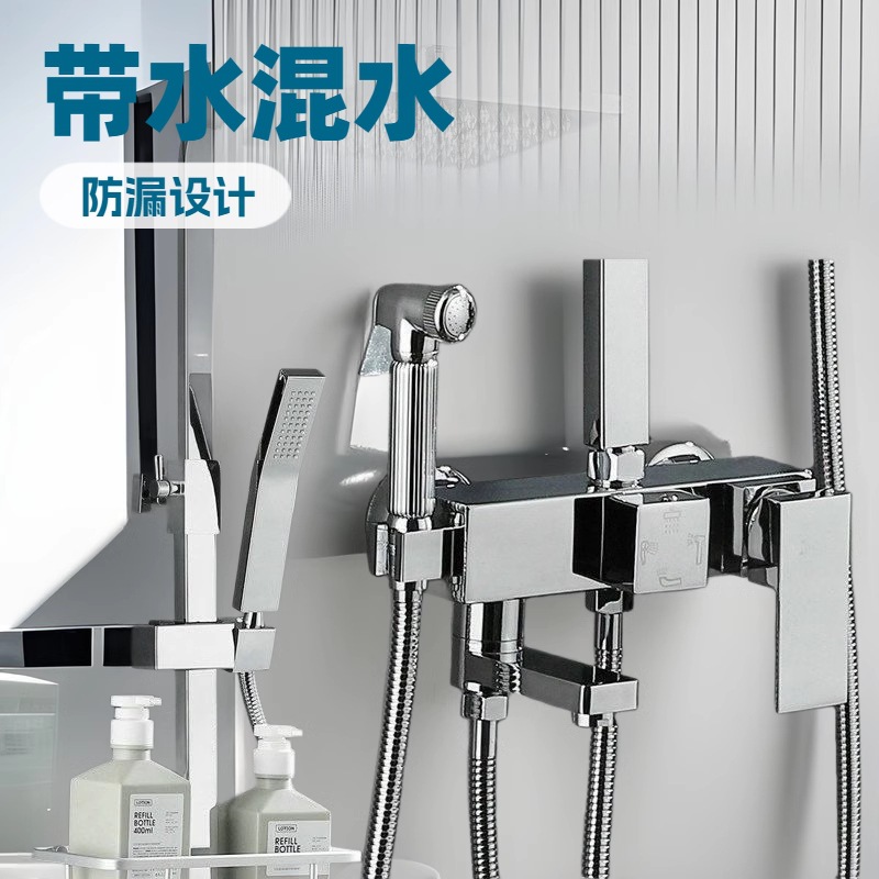 Bathroom showerhead switch set, cold and hot shower with mixing valve, shower faucet, square three-speed, four-speed showerhead set details Picture