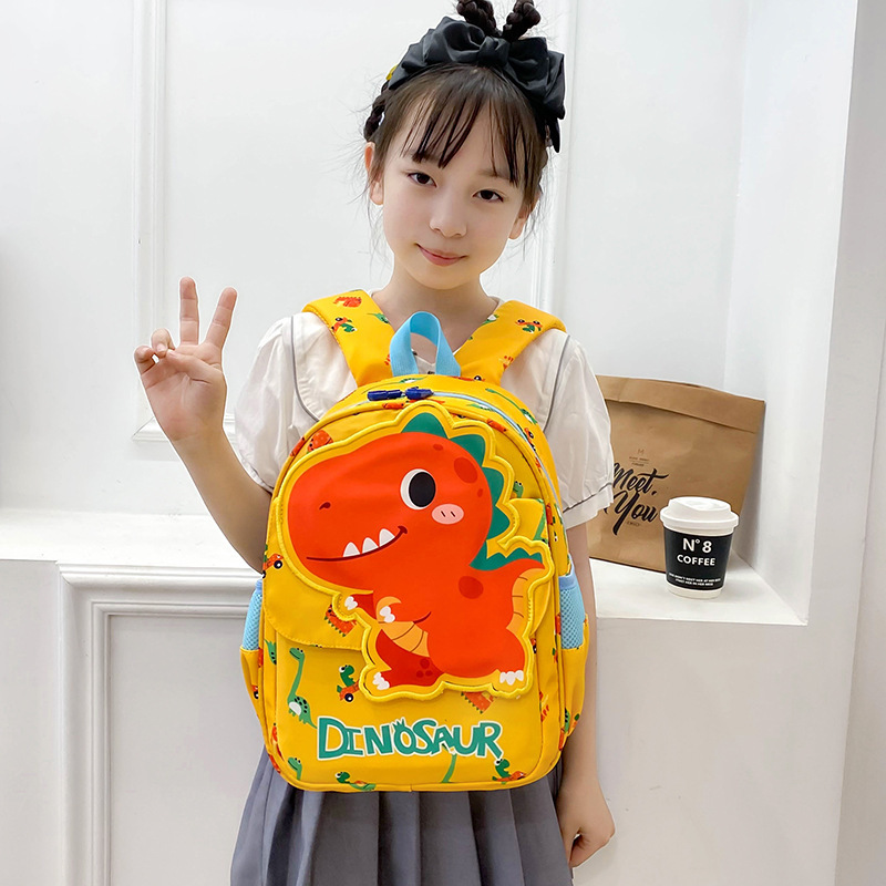 New children's schoolbag cartoon dinosaur backpack for 3-6 years old boys and girls, cute and trendy kindergarten schoolbag 5 details Picture