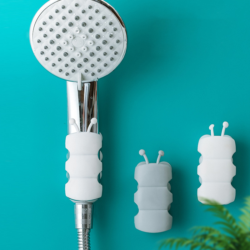 Douyin's same style caterpillar no-drilling showerhead bracket, shower head adjustment frame, bathroom silicone showerhead suction cup full figure
