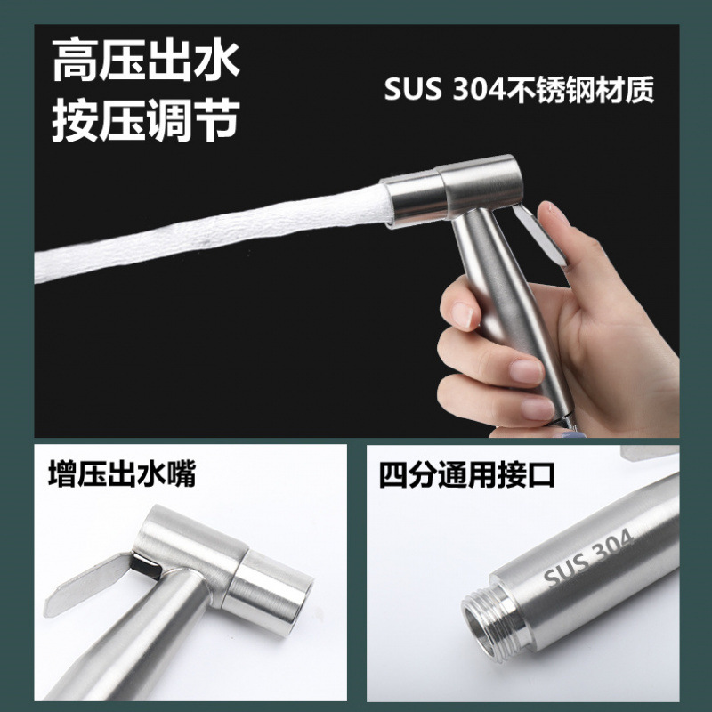 Toilet spray gun flushing device, one inlet and two outlets Angle valve, telescopic water pipe hose, bathroom feminine washing nozzle, faucet details Picture