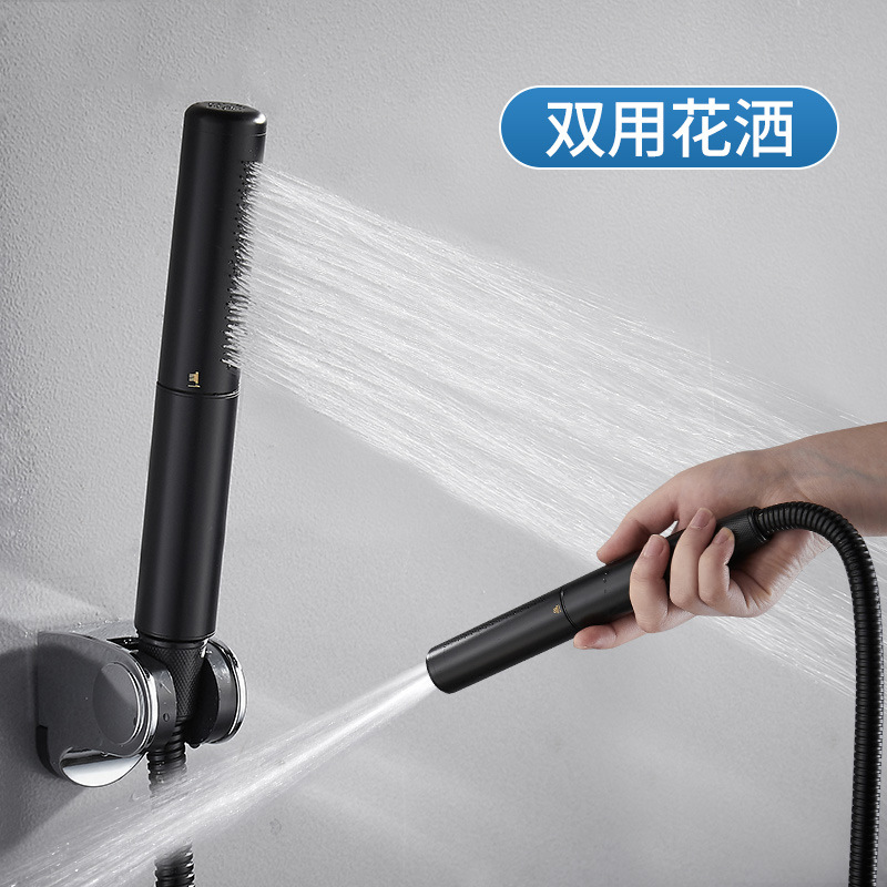 Handheld shower head, all-copper black pressurized shower head, pressurized bathroom rain shower set with switch showerhead full figure