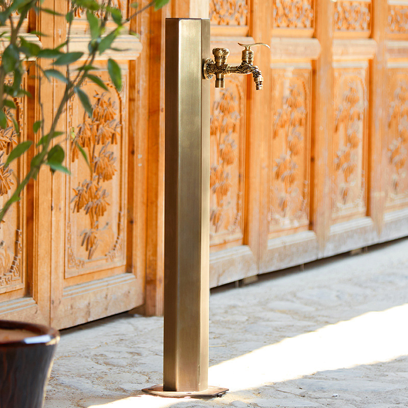 All-copper antique outdoor 4-inch faucet column type anti-freezing crack outdoor garden courtyard household water pipe Peng spring Specification drawing
