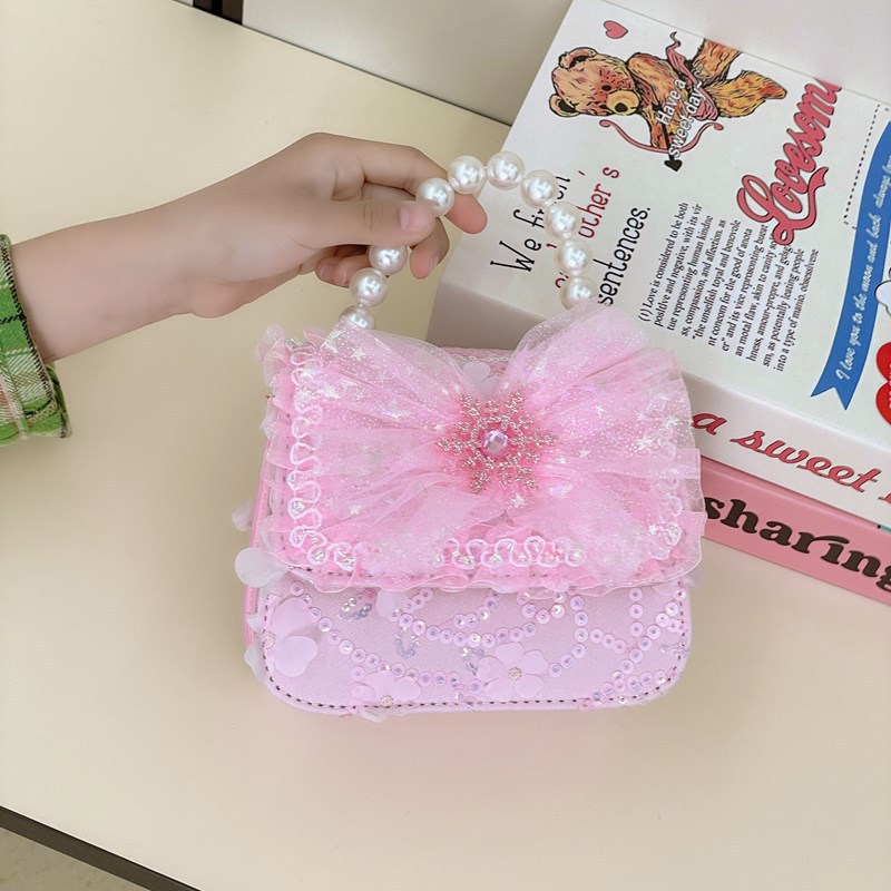 Children's bag, Little Girl 2025 Fashion single-shoulder bag, Cartoon Pearl Elsa Princess crossbody bag, mini Coin purse Specification drawing