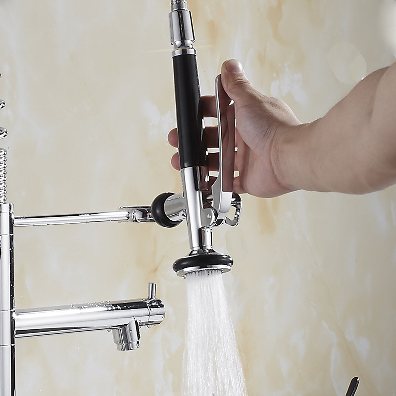Haimingsi Spring high-end kitchen faucet, pull-out sink, vegetable washing faucet, dual water outlet for cold and hot water, 9125 Specification drawing