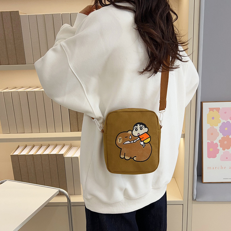 New cartoon and cute children's single-shoulder bag, casual and versatile canvas crossbody bag, children's storage coin purse, mobile phone case details Picture