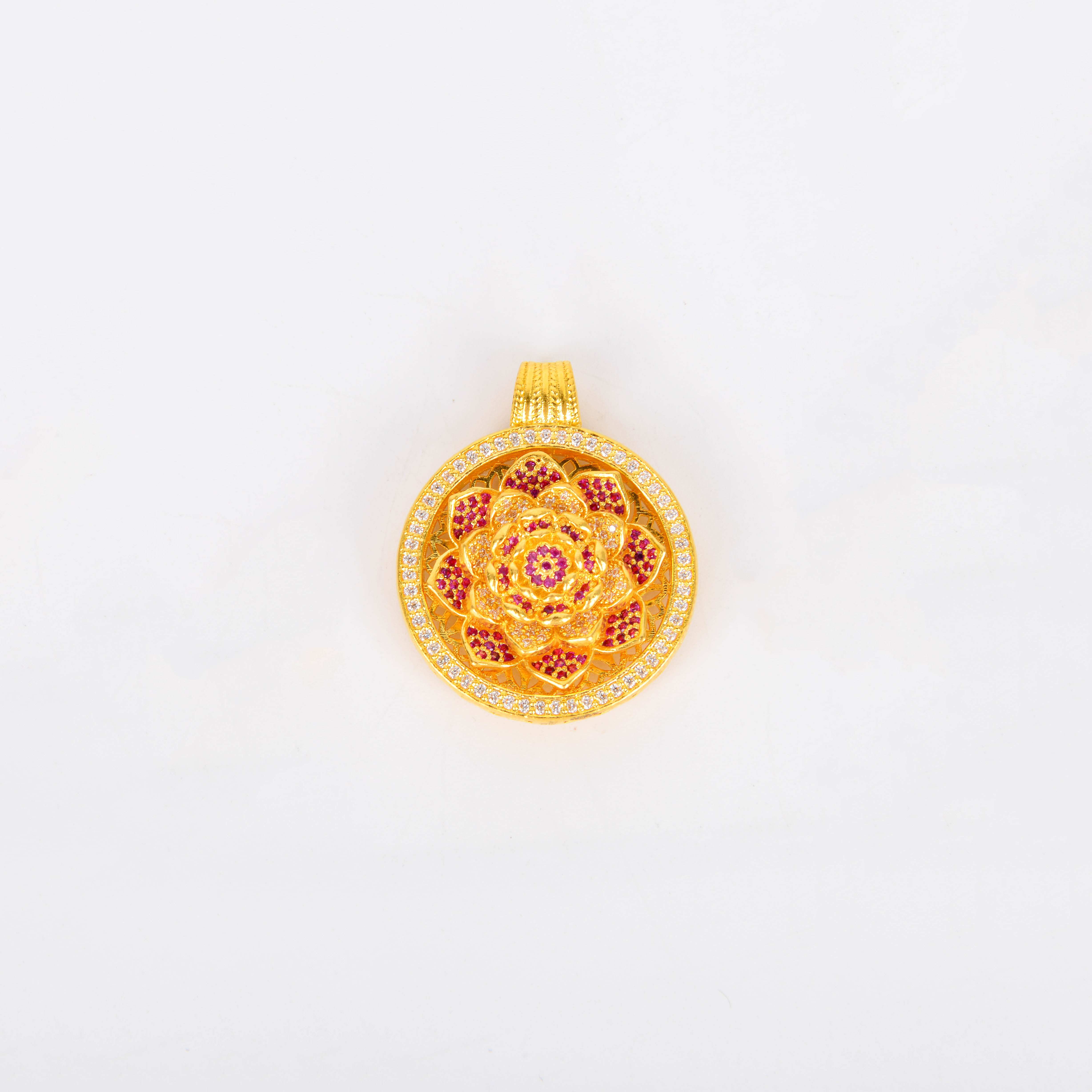 足金挂坠沙金项链女不掉色聚福四方罗盘吊坠仿真黄金色配饰吊坠饰品配件