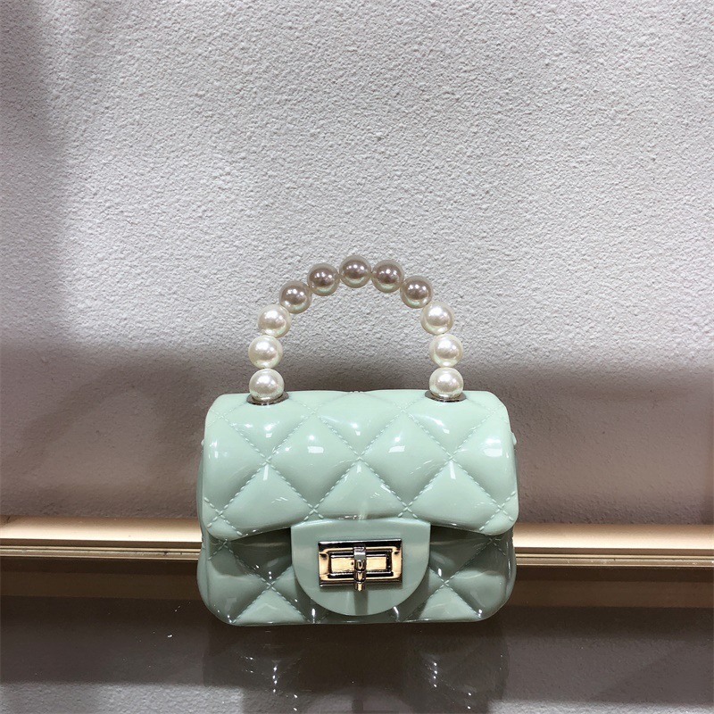 2025 New products: pvc mini jelly bag, diamond-shaped chain bag, mini bag, pearl handbag, children's bag, small shoulder bag Item Picture