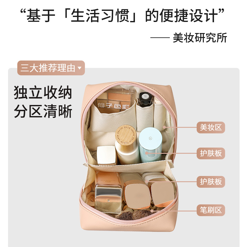 Cross-border best-selling elegant hand-held makeup bag for outdoor travel ladies, large-capacity waterproof makeup bag with compartments details Picture