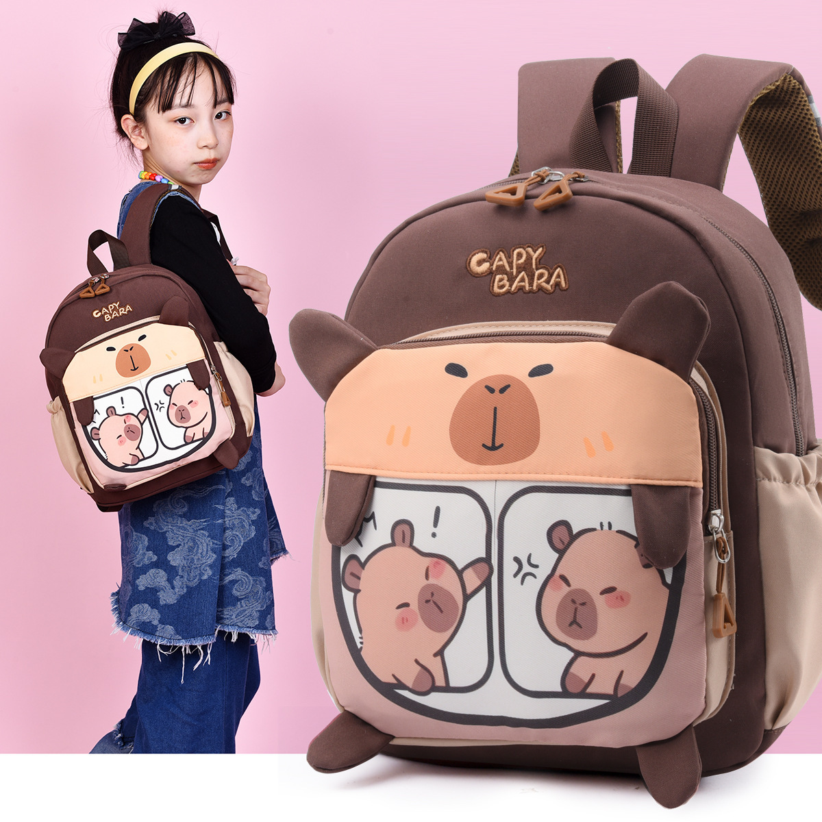 Kabipala cartoon schoolbags, children's backpacks, cute kindergarten girls' schoolbags, lightweight and versatile backpacks details Picture