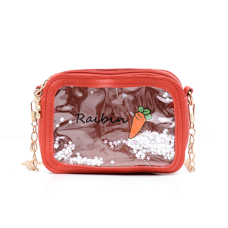Children's Bag 2021 Summer New Style, cute baby transparent sand small square bag, chain single-shoulder crossbody bag, coin purse Item Picture