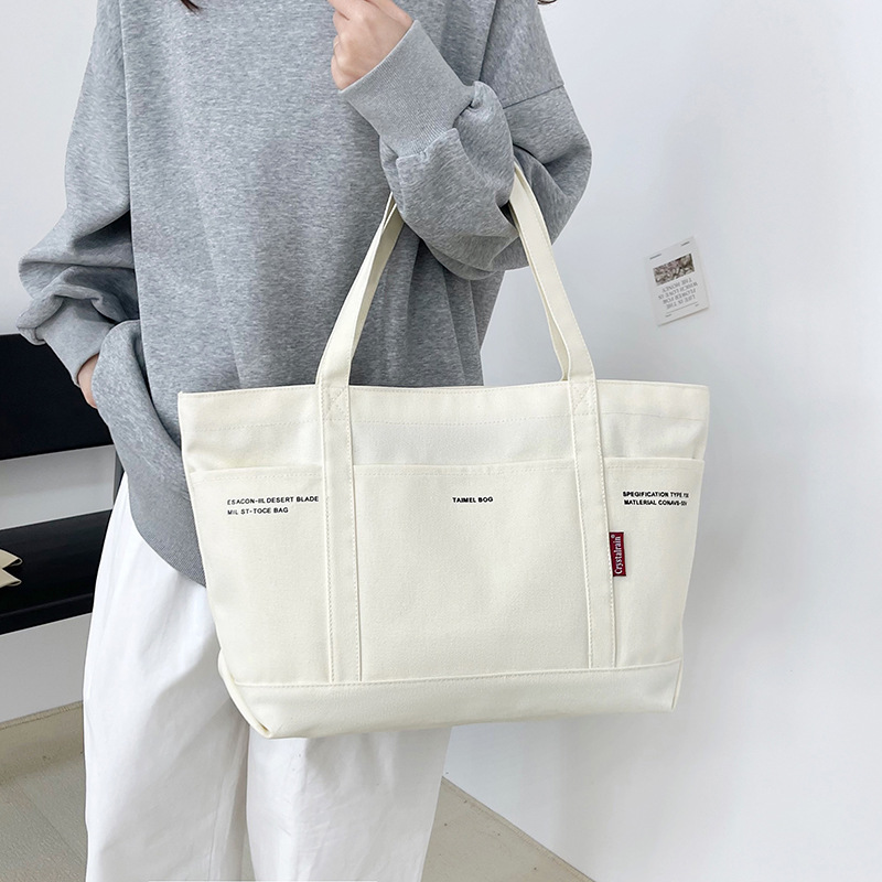New cross-border versatile single-shoulder tote bag, laid-back style, large-capacity canvas bag, high-end commuter women's bag, handbag Specification drawing