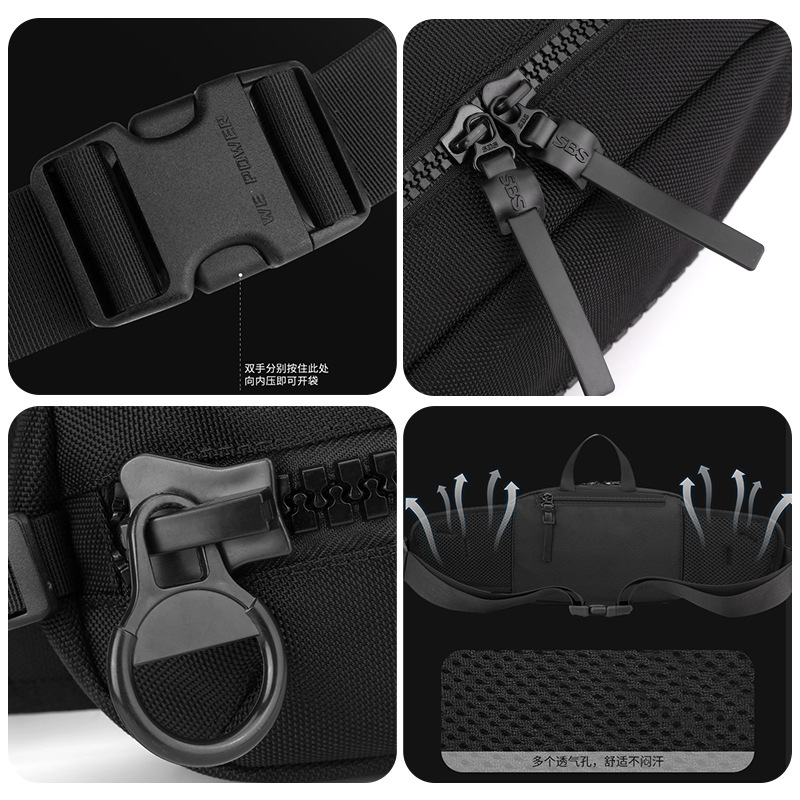 WEPOWER's new men's waist bag features a functional chest bag, a simple and fashionable shoulder bag, a large-capacity crossbody bag, and a sports waist bag Application Scenario