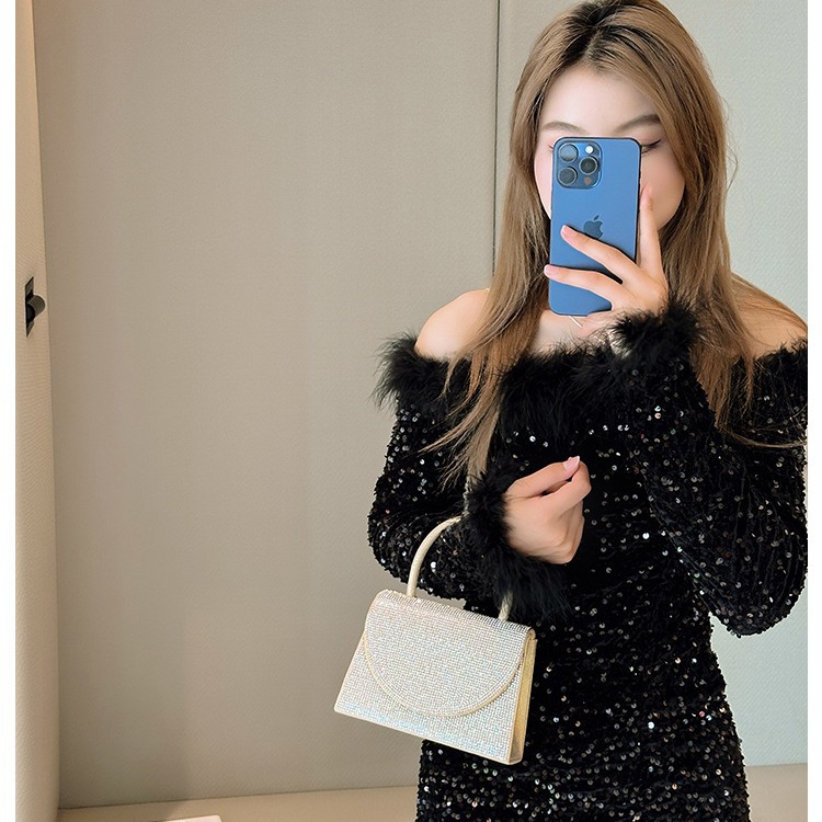 New cross-border foreign trade dinner bags, European and American fashionable handbags, diamond banquet clutch bags, evening dress bags details Picture