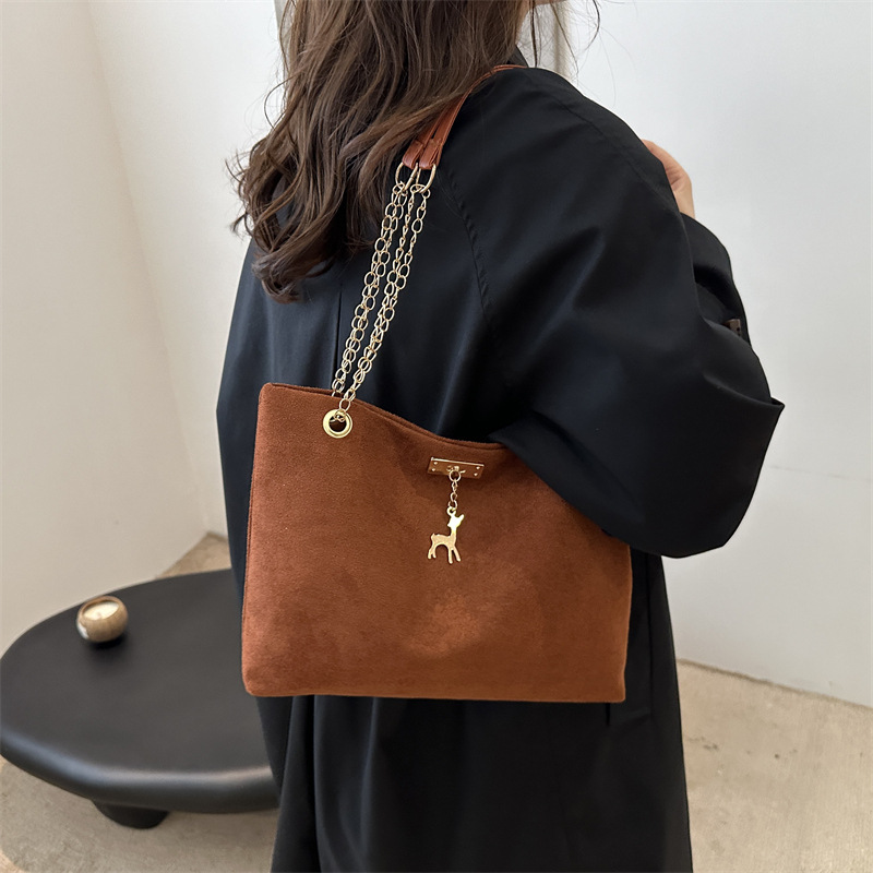 Retro commuting chain single-shoulder bag 2025 new model, large capacity, stylish texture, underarm bag, versatile and simple tote bag Specification drawing