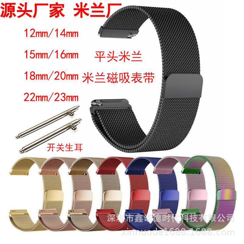 Milan straps: 20mm/22mm, 18mm / 24mm, flat strap, 18mm, raised strap full figure