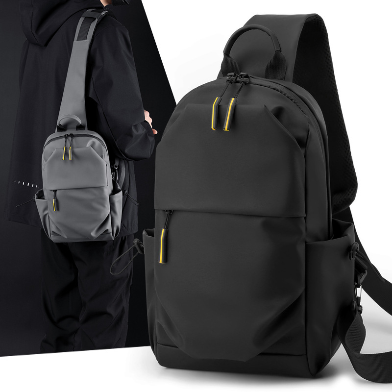 Niche chest bag, men's crossbody bag, casual waterproof Oxford fabric single-shoulder small backpack, Korean trend chest bag, large capacity details Picture
