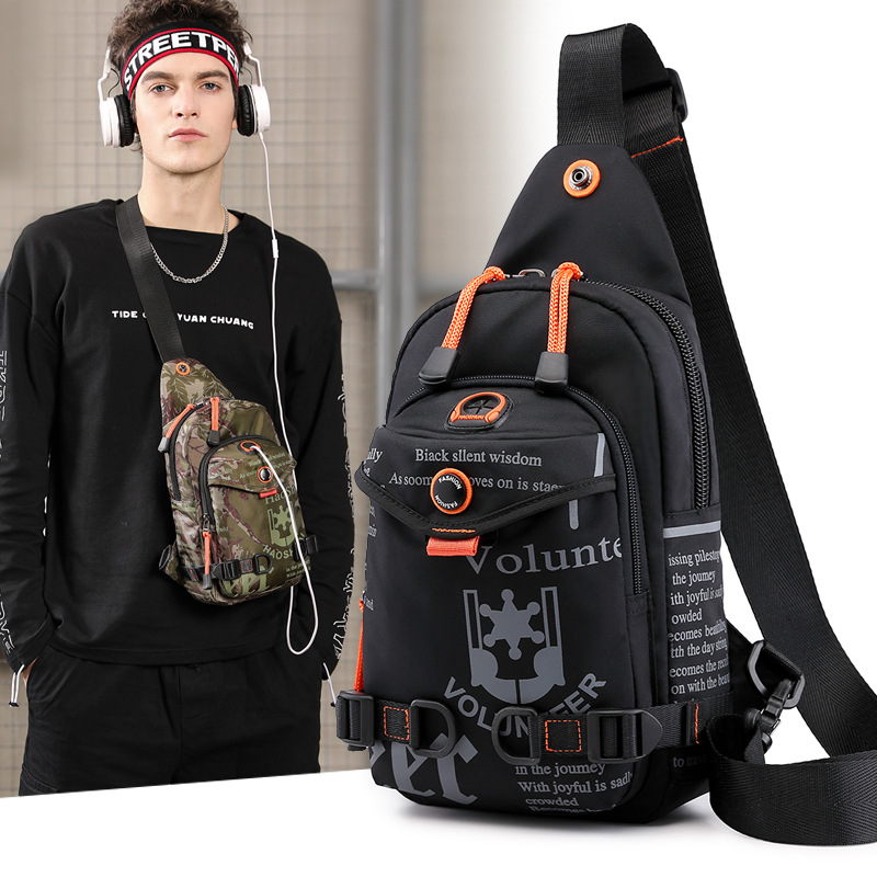 Cross-border exclusive new trendy and versatile men's chest bag, outdoor multi-functional crossbody backpack, sports single-shoulder bag details Picture
