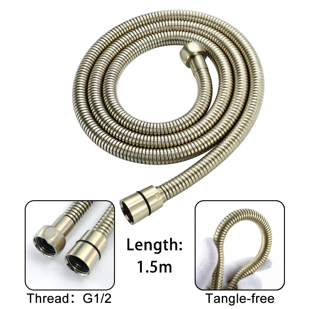 Household handheld showerhead set, brushed gold showerhead, rotatable with water inlet showerhead details Picture