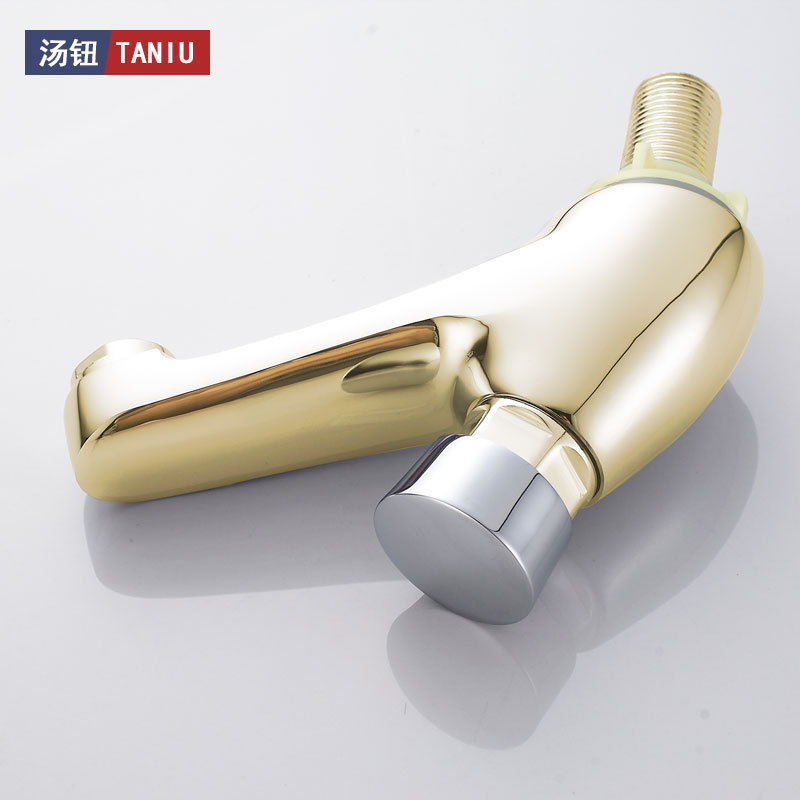 All-copper single-cold press-type delay faucet, hand-pressed cold and hot delay valve for public toilet washbasins details Picture
