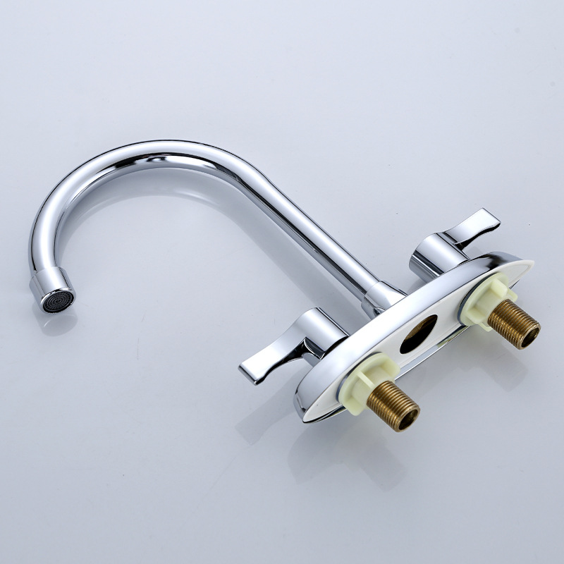 Copper washbasin, kitchen sink faucet, cold and hot double-hole countertop basin, washbasin, kitchen sink faucet, bathroom cold and hot water faucet details Picture