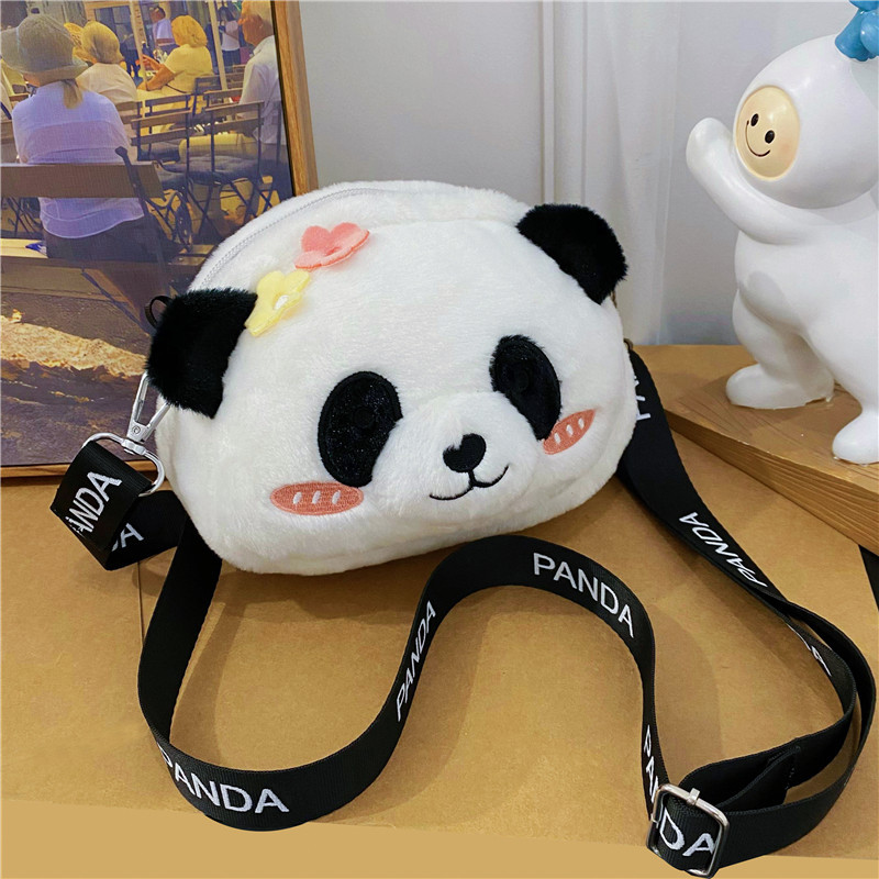 Cute panda plush bag for girls 2024 new trendy Japanese style girl crossbody bag Cartoon soft and cute doll bag Specification drawing