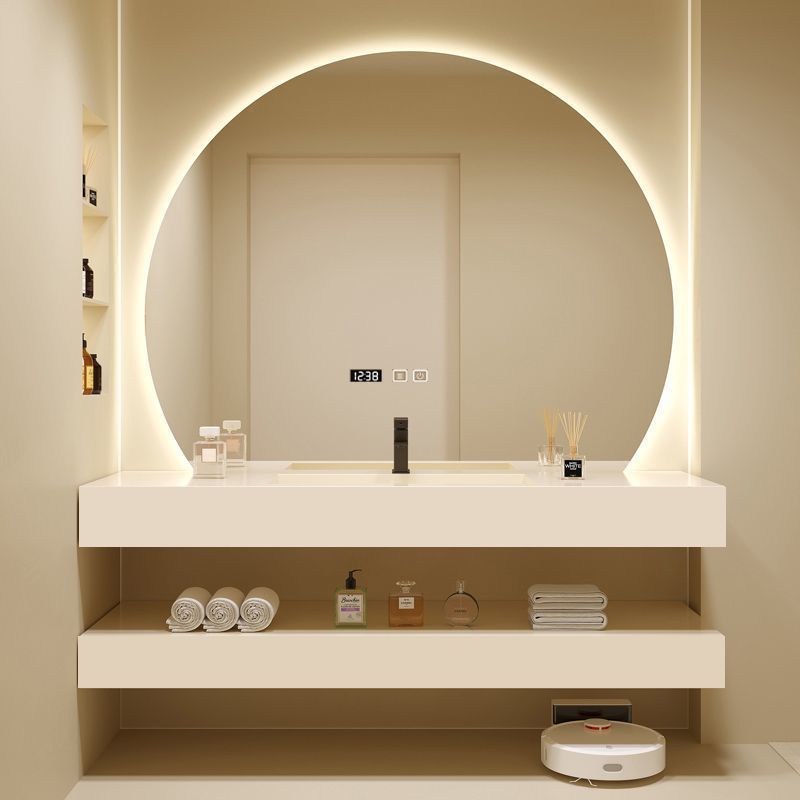Double-layer rock plate integrated basin, bathroom cabinet, ceramic seamless washbasin, bathroom washbasin, bathroom cabinet processing full figure