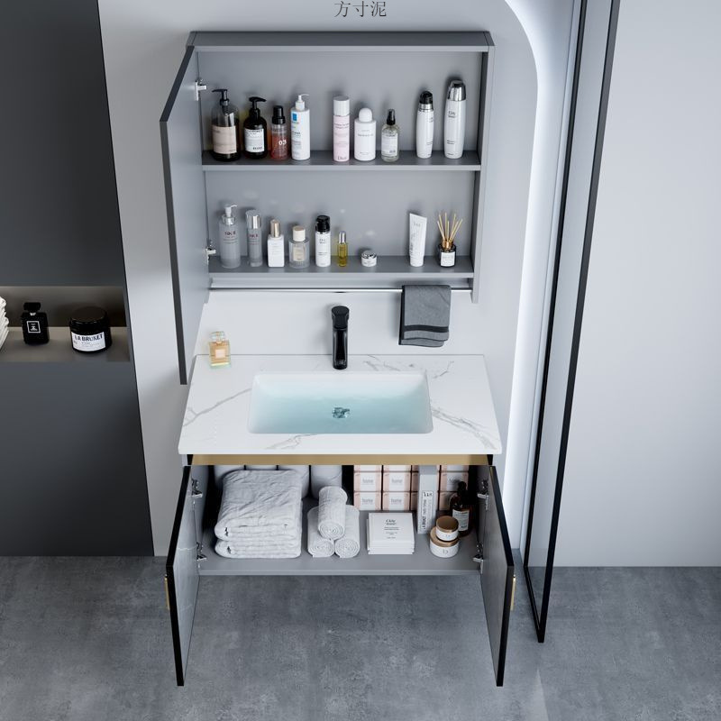 The space aluminum bathroom cabinet and washbasin cabinet combination bathroom washbasin and basin integrated washbasin is modern, simple and intelligent Application Scenario