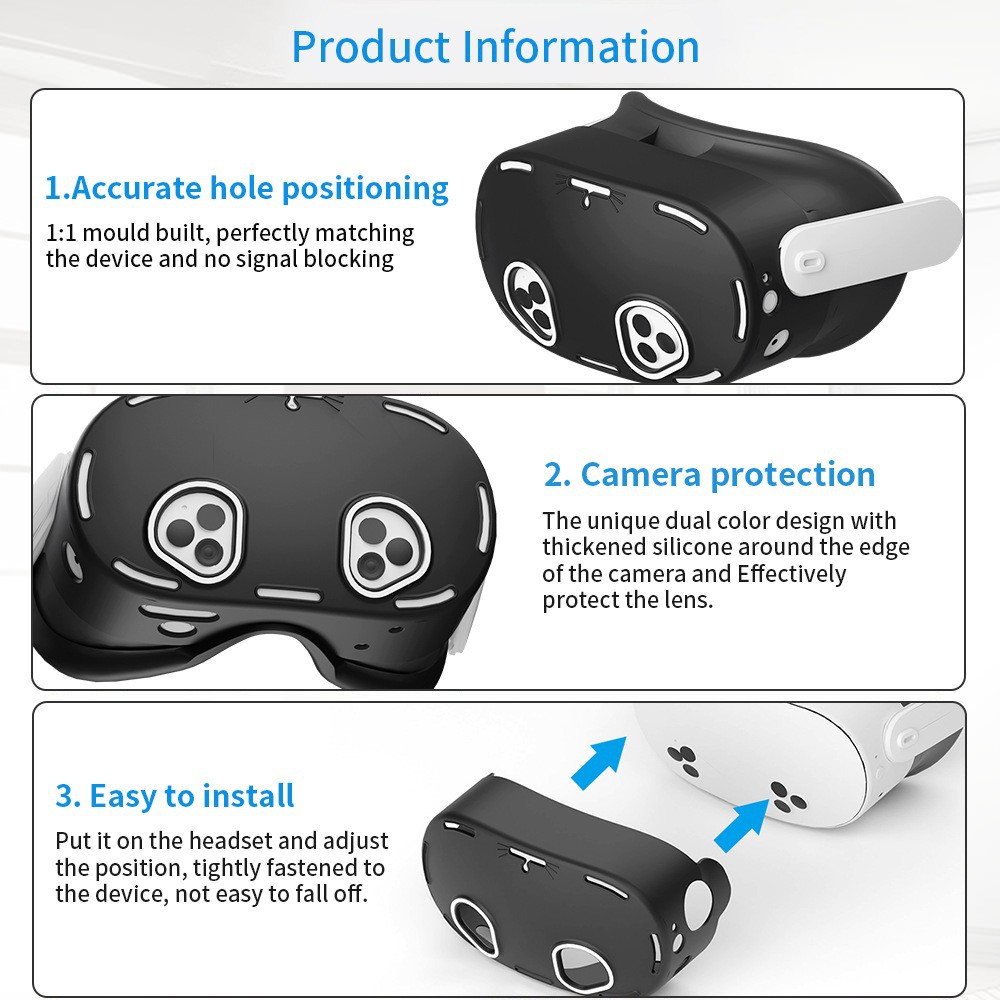 New cross-border Meta quest3s four-piece silicone set, handle cover, face mask, VR protective case accessories Specification drawing