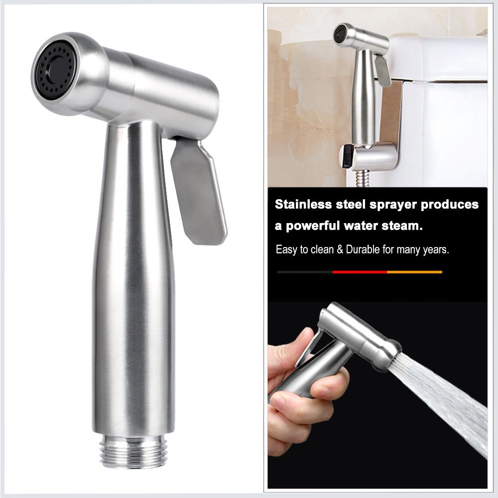 Cross-border best-selling 304 stainless steel toilet feminine wash companion spray gun, stainless steel toilet flushing nozzle feminine wash details Picture