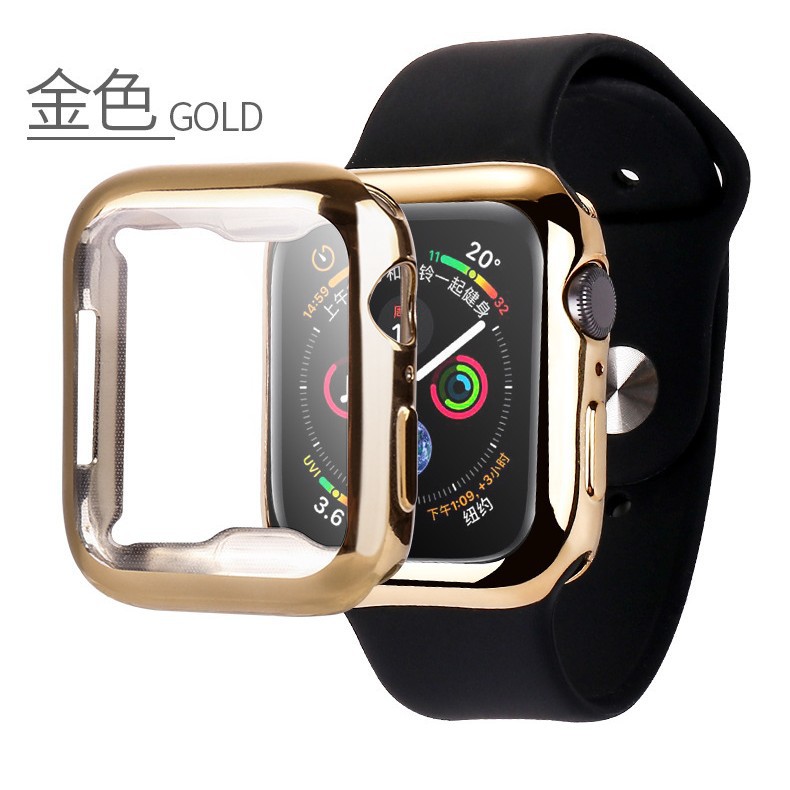 Suitable for AppleWatch 7th generation transparent soft shell smart watch case, electroplated full cover tpu protective case full figure