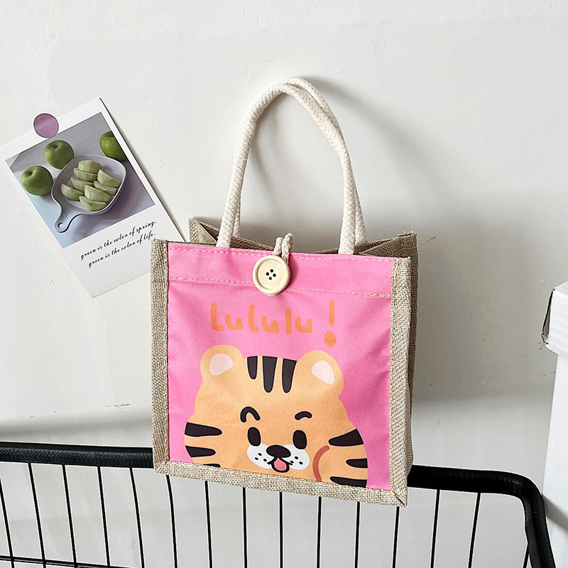 Cute hand-held linen bag 2023 new style women's bag, hand-held bento bag, simple lunch bag for office workers with rice Application Scenario