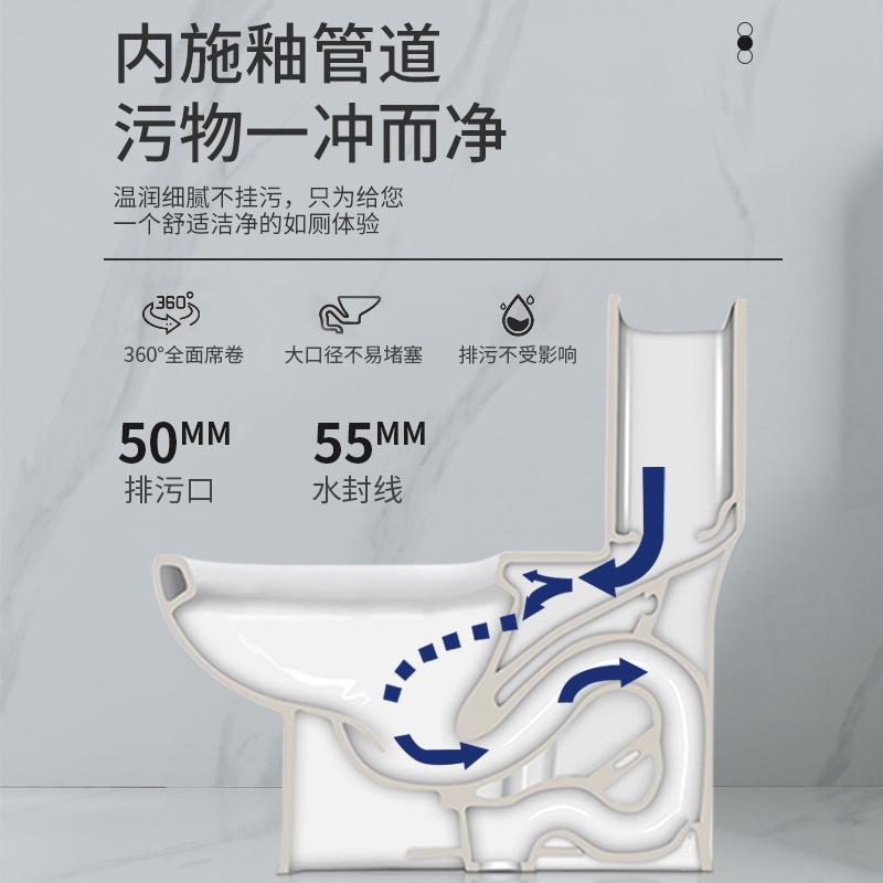Large-diameter super vortex siphon integrated toilet, household bathroom, anti-odor, anti-splash, anti-freezing, silent water-saving ceramic toilet Application Scenario