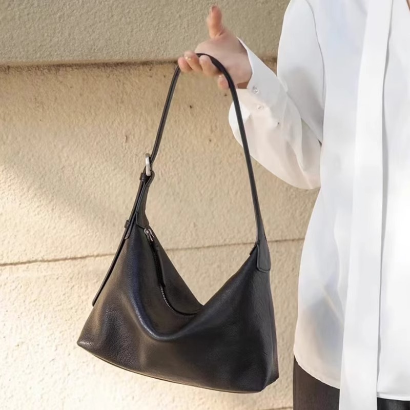 Leather top layer vegetable-tanned cowhide hobo single-shoulder underarm bag for women 2025 new style, a niche and high-end crossbody dumpling bag full figure