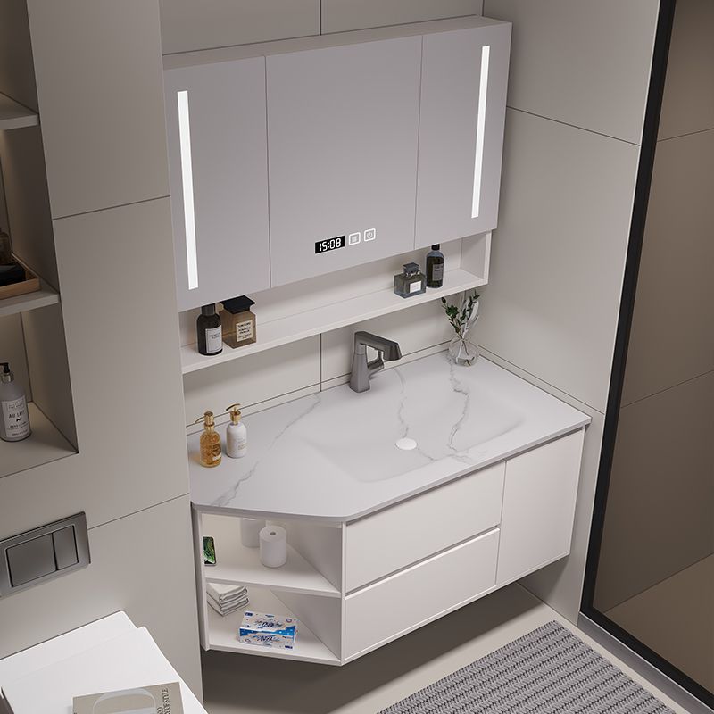 Processed angled rock plate hot-bent one-piece basin, special-shaped basin, bathroom cabinet combination, bathroom hand washing, face washing and washbasin Item Picture