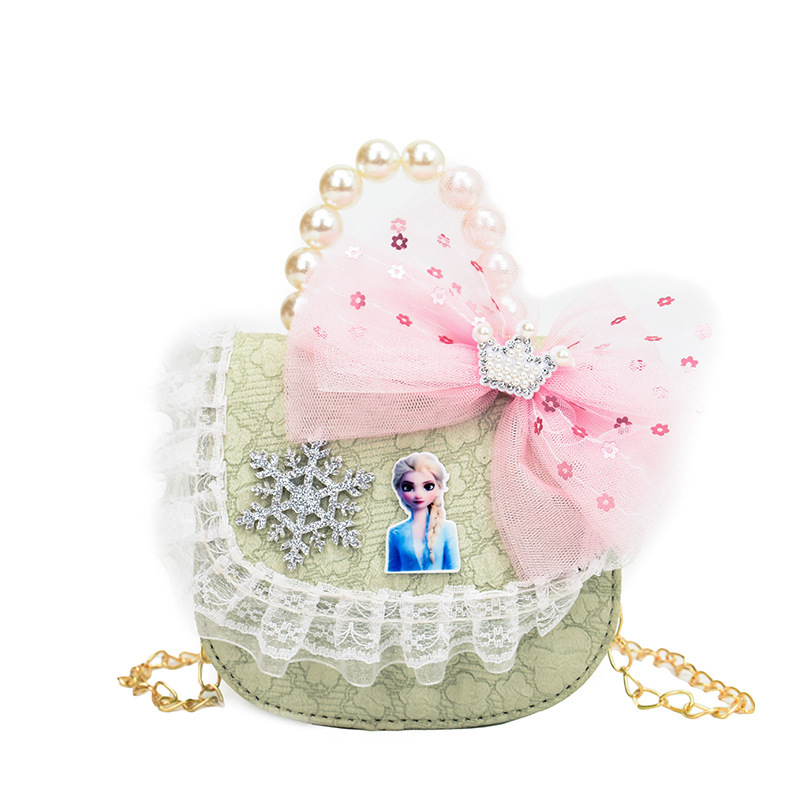 The 2025 new children's pearl crossbody bag features a cute and cartoonical bow, a fashionable and stylish chain, and a versatile coin purse Item Picture