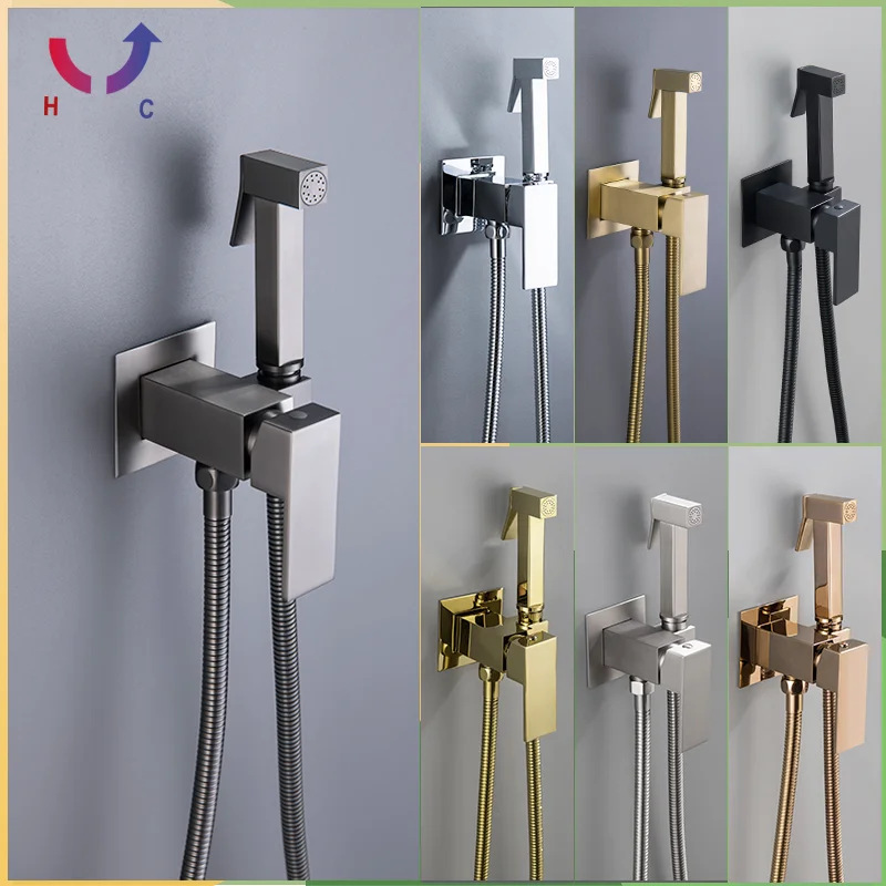 Cross-border toilet companion, spray gun faucet, wall-mounted spray gun, cold and hot all-copper toilet companion, women's wash spray gun faucet details Picture