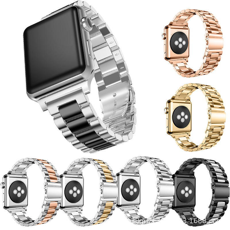 Suitable for Apple App, ewatch watch strap, three-bead 304 stainless steel metal, Huawei and Samsung watch accessories full figure