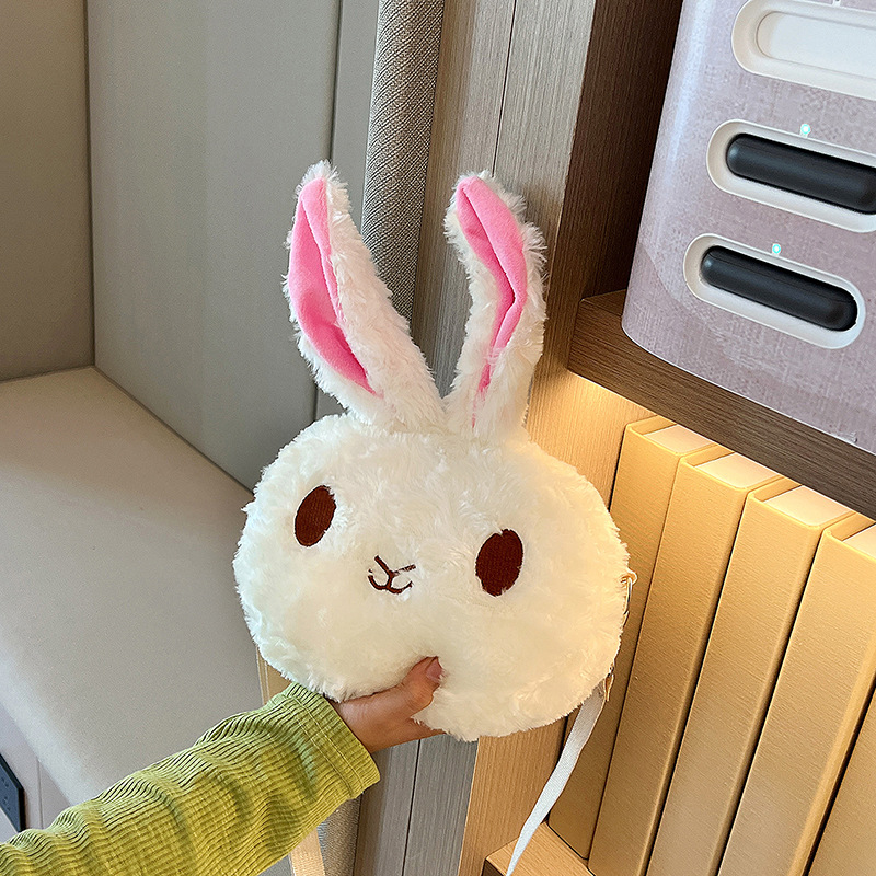 New cartoon rabbit bag, plush toy, pearl chain, bear, single-shoulder crossbody bag, cute doll bag, claw machine details Picture